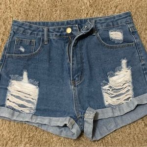 SHEIN High Waist Blue Jean Shorts